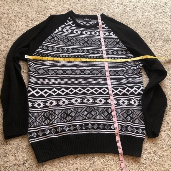 🆕 Carbon aztec striped crew neck sweater XXL black white pullover plus size - Picture 6 of 8
